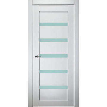 Leora Vetro Interior Door Slab Only In Bianco Noble Finish