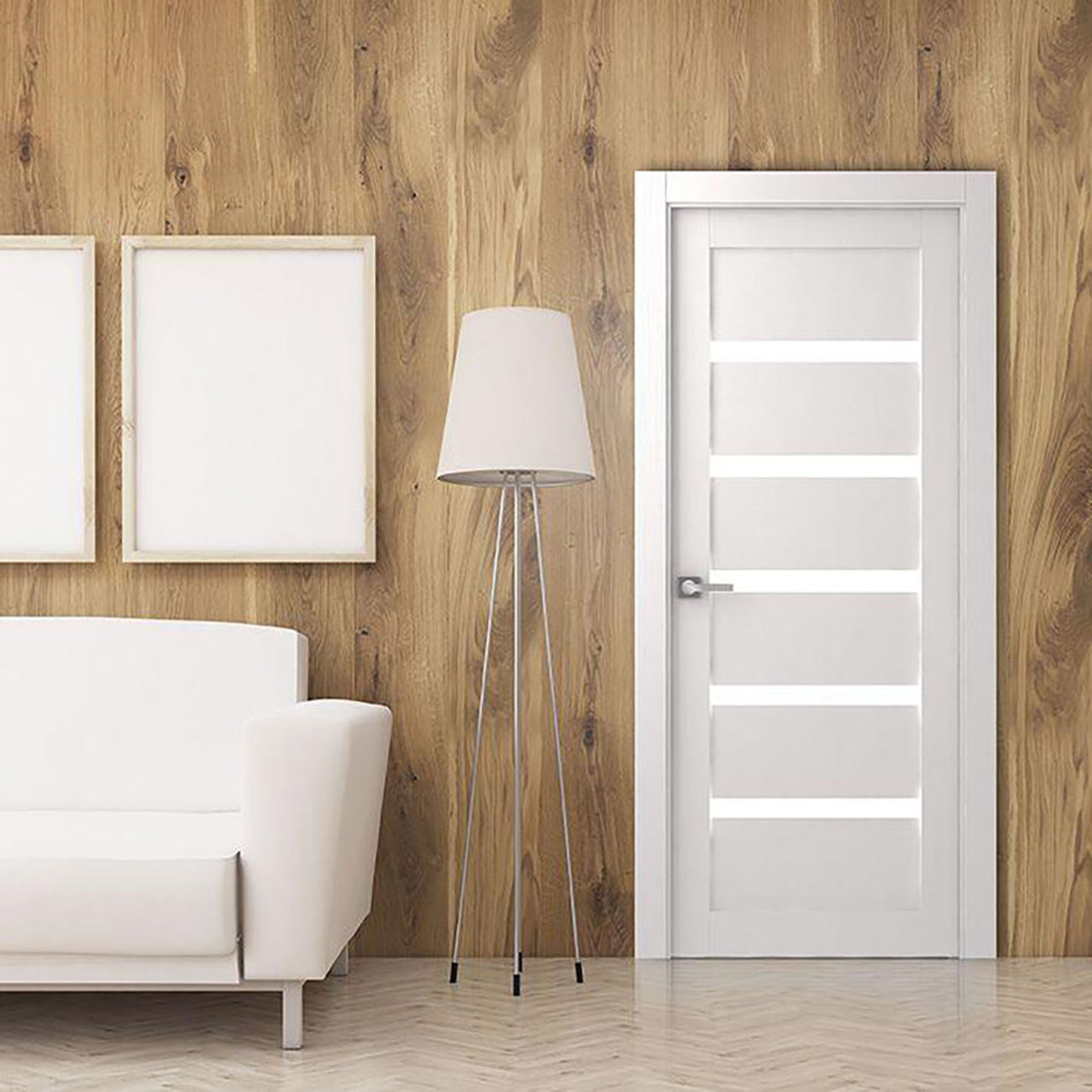 Leora Vetro Interior Door Slab Only In Bianco Noble Finish