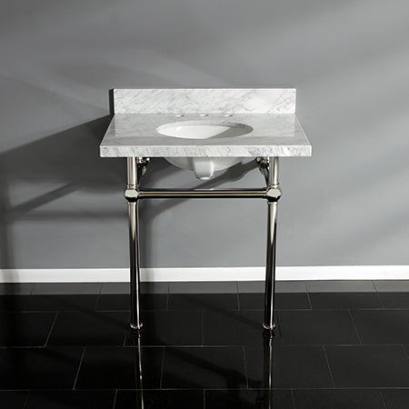 Templeton 30" X 22" Carrara Marble Vanity Top with Brass Feet Combo