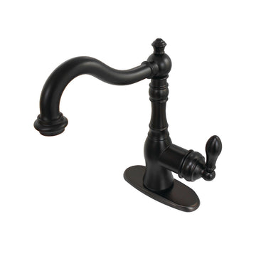 Fauceture American Classic Single-Handle Single Hole Deck Mount Bathroom Sink Faucet with Push Pop Up & Cover Plate