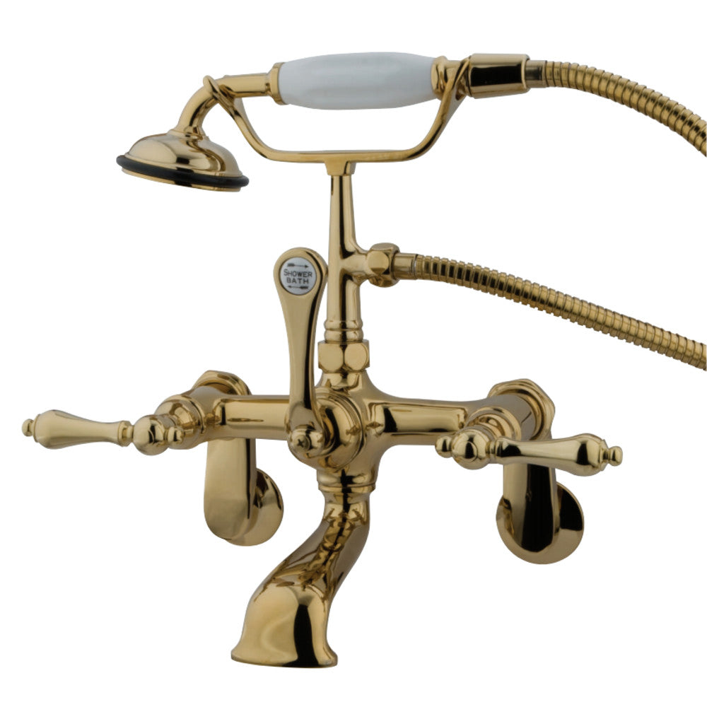 Vintage Wall Mount Clawfoot Tub Faucet with Hand Shower In 7.25" Spout Height