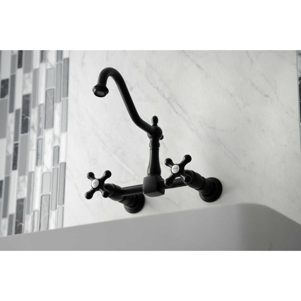 Heritage Two-Handle Traditional Wall Mount Bridge Kitchen Faucet