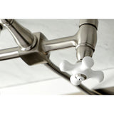 Heritage Wall Mount Bridge Kitchen Faucet W/ Brass Sprayer