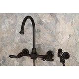 Restoration Traditional Wall Mount Bridge Kitchen Faucet with Brass Sprayer