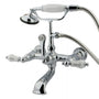 Vintage Leg Tub Filler W/ Hand Shower & Straight Arm In Procelain Lever Handle