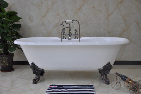 Cast Iron Double Ended Clawfoot Tub with 7 - Inch Faucet Drillings - BUILDMYPLACE