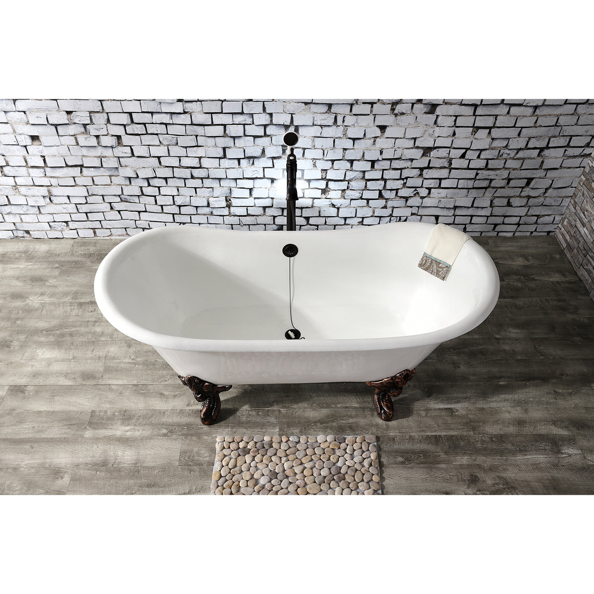 Cast Iron Double Slipper Clawfoot Tub (No Faucet Drillings)