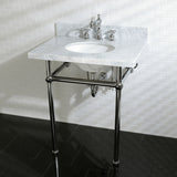 Templeton 30" x 22" Carrara Marble Vanity Top with Brass Console Legs