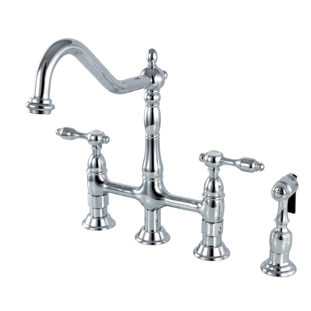 Tudor 8 Inch Center Kitchen Faucet With Brass Sprayer