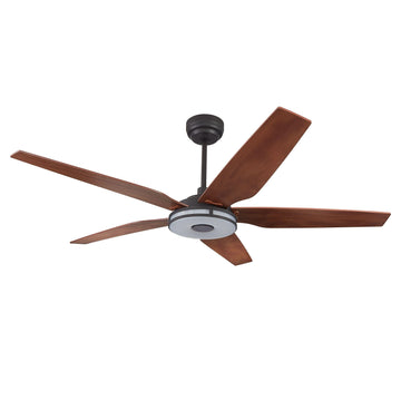 Explorer Black/Wood 5 Blade Smart Ceiling Fan with Dimmable LED Light Kit Works with Remote Control, Wi-Fi apps and Voice control via Google Assistant/Alexa/Siri