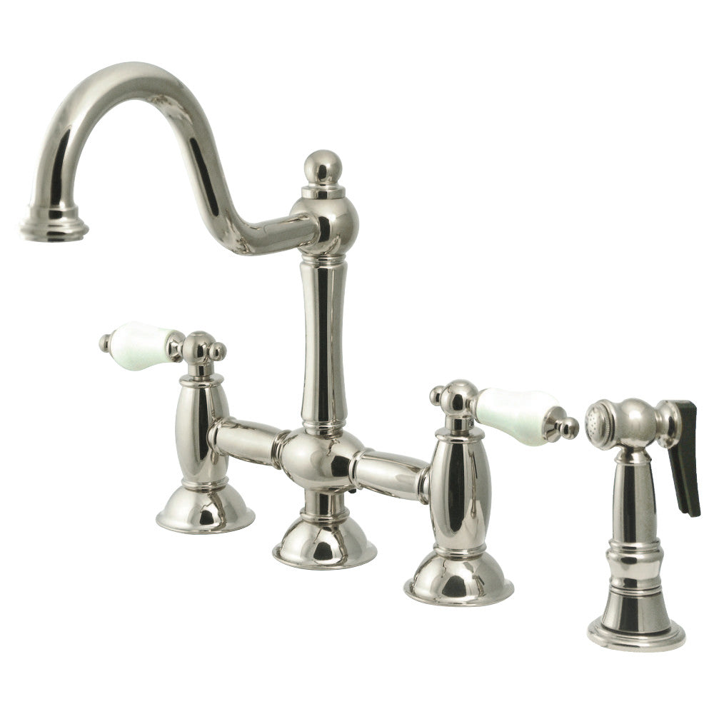 Restoration Bridge Kitchen Faucet W/ Brass Sprayer