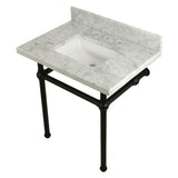 Templeton Vanity with Sink & Brass Feet Combo, 30" x 22", Carrara Marble