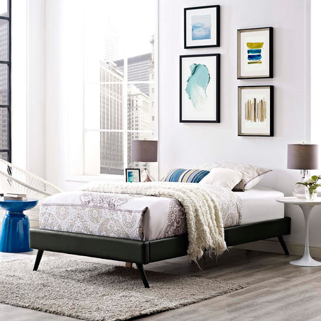Loryn Queen Vinyl Bed Frame with Round Splayed Legs - BUILDMYPLACE