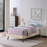 Loryn Queen Fabric Bed Frame with Round Splayed Legs - BUILDMYPLACE