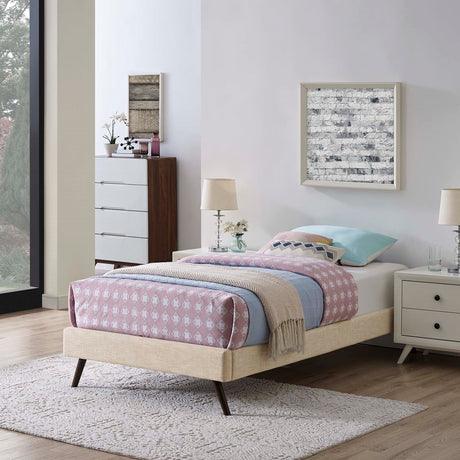 Loryn Queen Fabric Bed Frame with Round Splayed Legs - BUILDMYPLACE