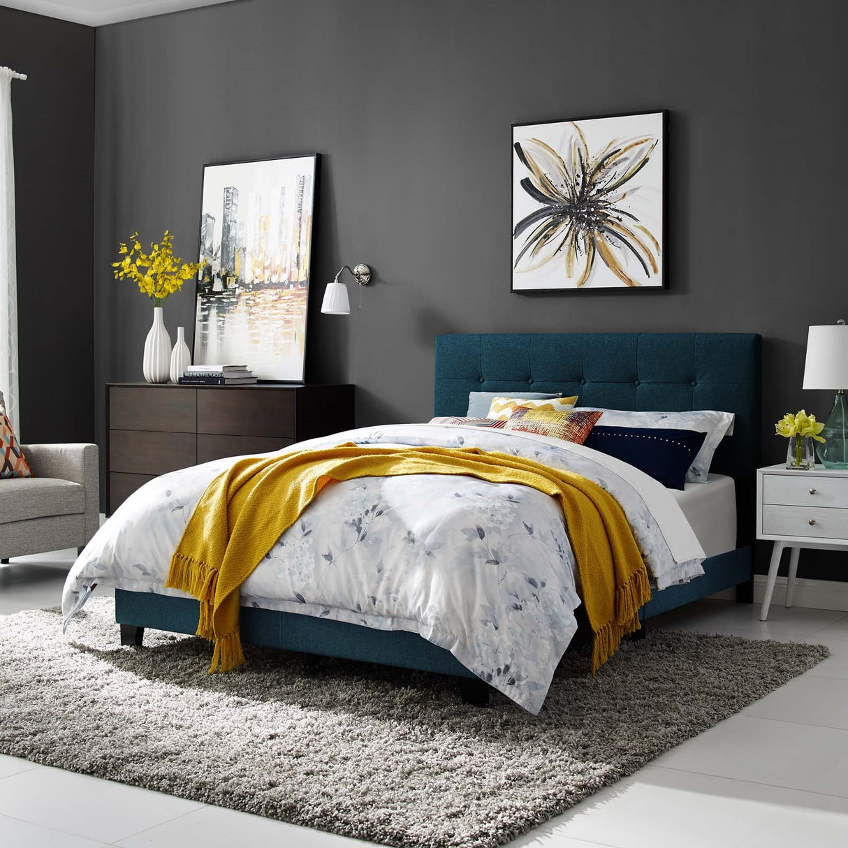 Amira Upholstered Fabric Bed - BUILDMYPLACE