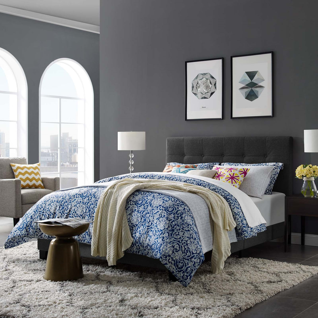 Amira Upholstered Fabric Bed - BUILDMYPLACE