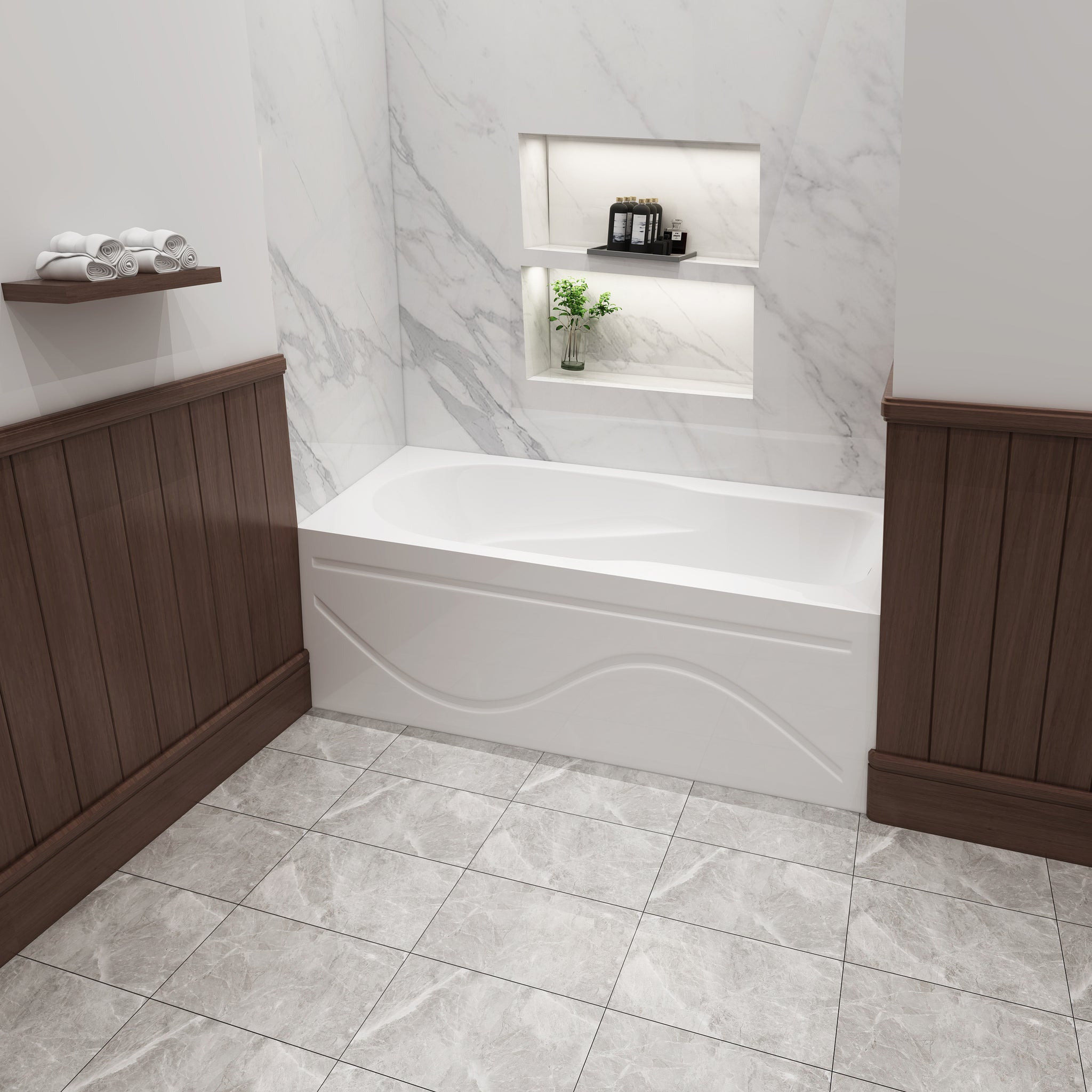 Acrylic Anti-Skid Alcove Bathtub in White - cUPC/UPC Certified