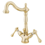 Heritage Two Handle Single Hole Deck Mount Bathroom Sink Faucet with Brass Pop Up And Cover Plate