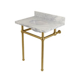 Templeton 30" x 22" Carrara Marble Vanity Top with Brass Console Legs