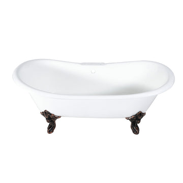 72-Inch Cast Iron Double Slipper Clawfoot Tub with 7-Inch Faucet Drillings