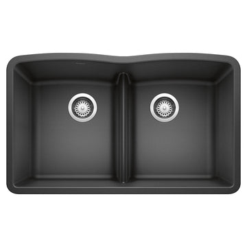 Blanco 32 inch Equal Double Bowl Kitchen Sink with Low Divide