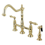 Heritage Bridge Kitchen Faucet with Brass Sprayer