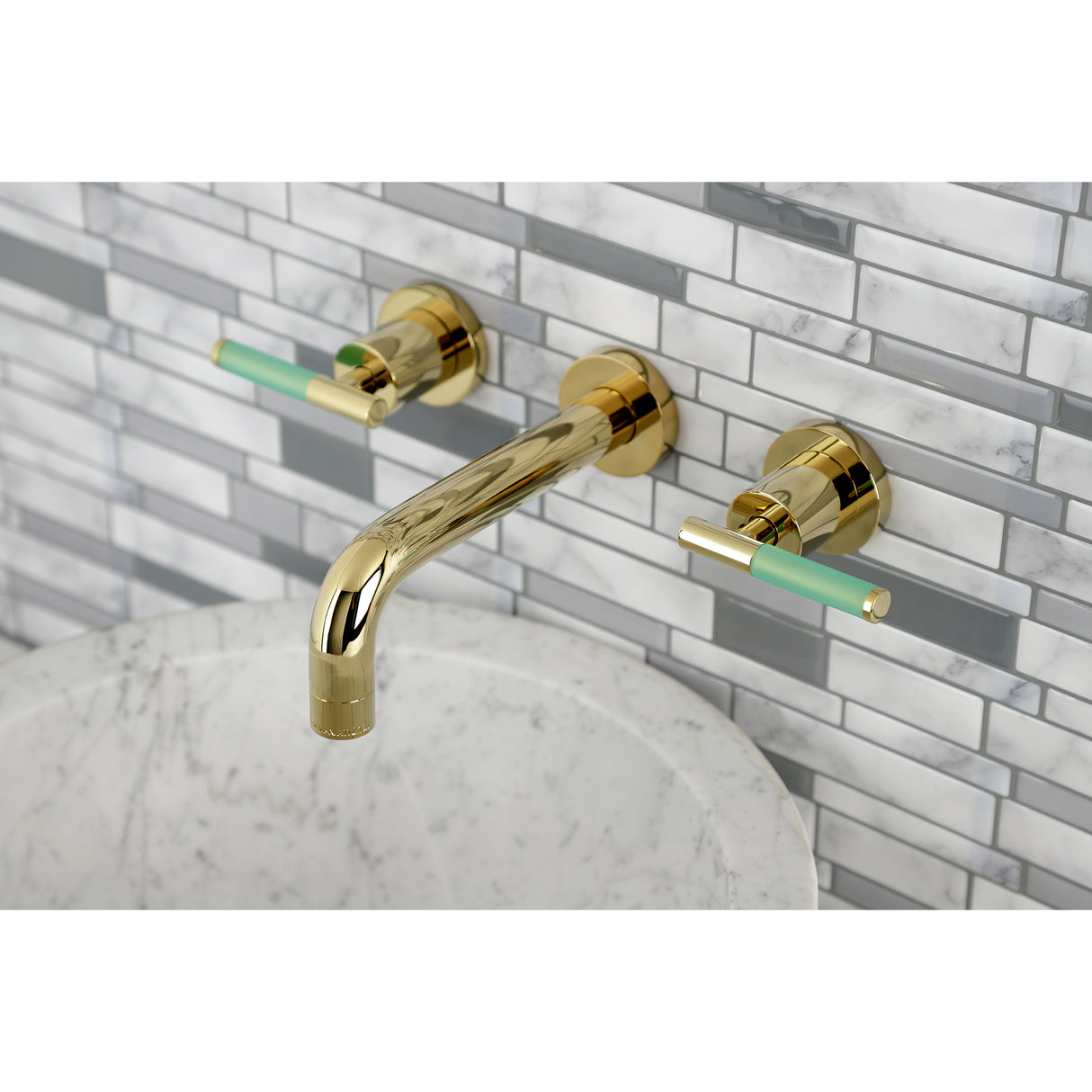 Kaiser Two Handle 3-hole Wall Mount Bathroom Sink Faucet