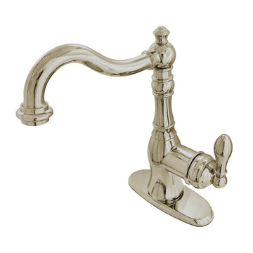 Fauceture American Classic Single-Handle Single Hole Deck Mount Bathroom Sink Faucet with Push Pop Up & Cover Plate