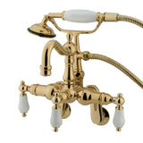 Vintage Adjustable Center Wall Mount Tub Faucet With Hand Shower In 7.5" Spout Reach