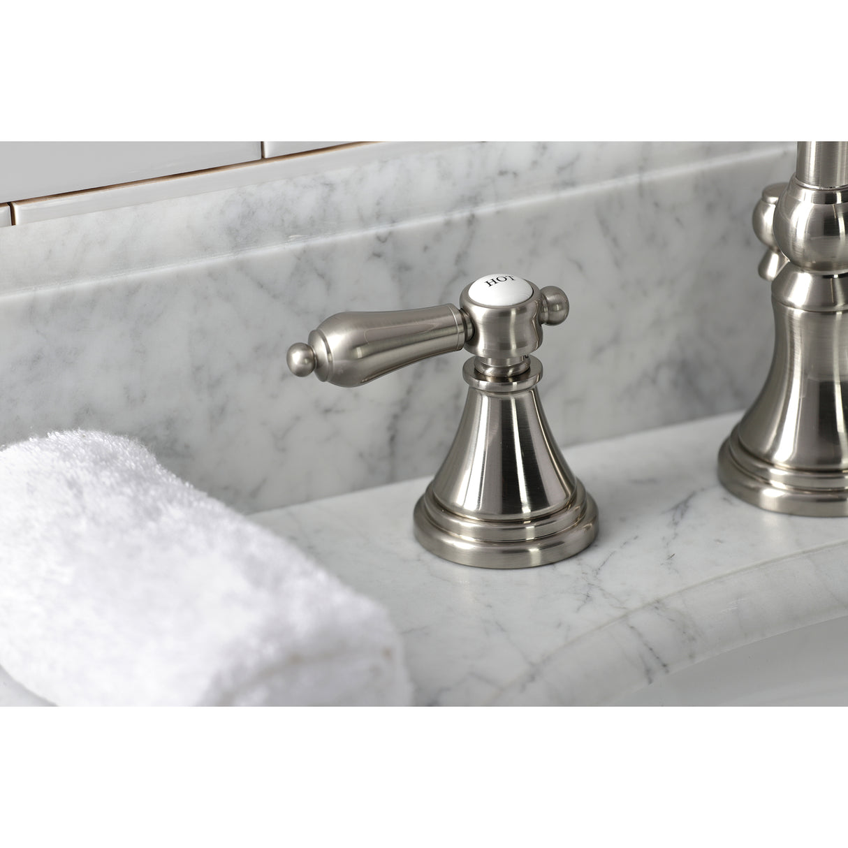 Heirloom Widespread Bathroom Faucet With Brass Pop Up