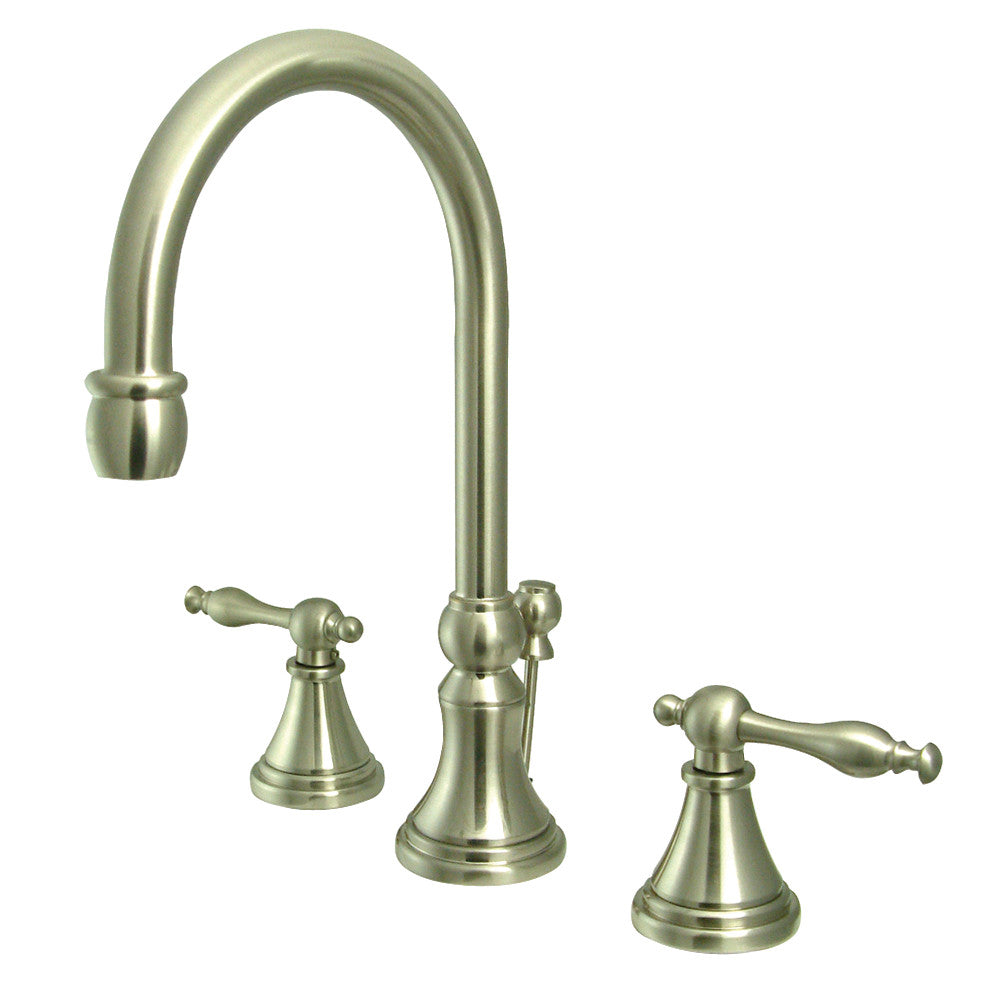 Governor 8 In. Widespread Two-handle 3-Hole Deck Mount Bathroom Sink Faucet with Brass Pop-up