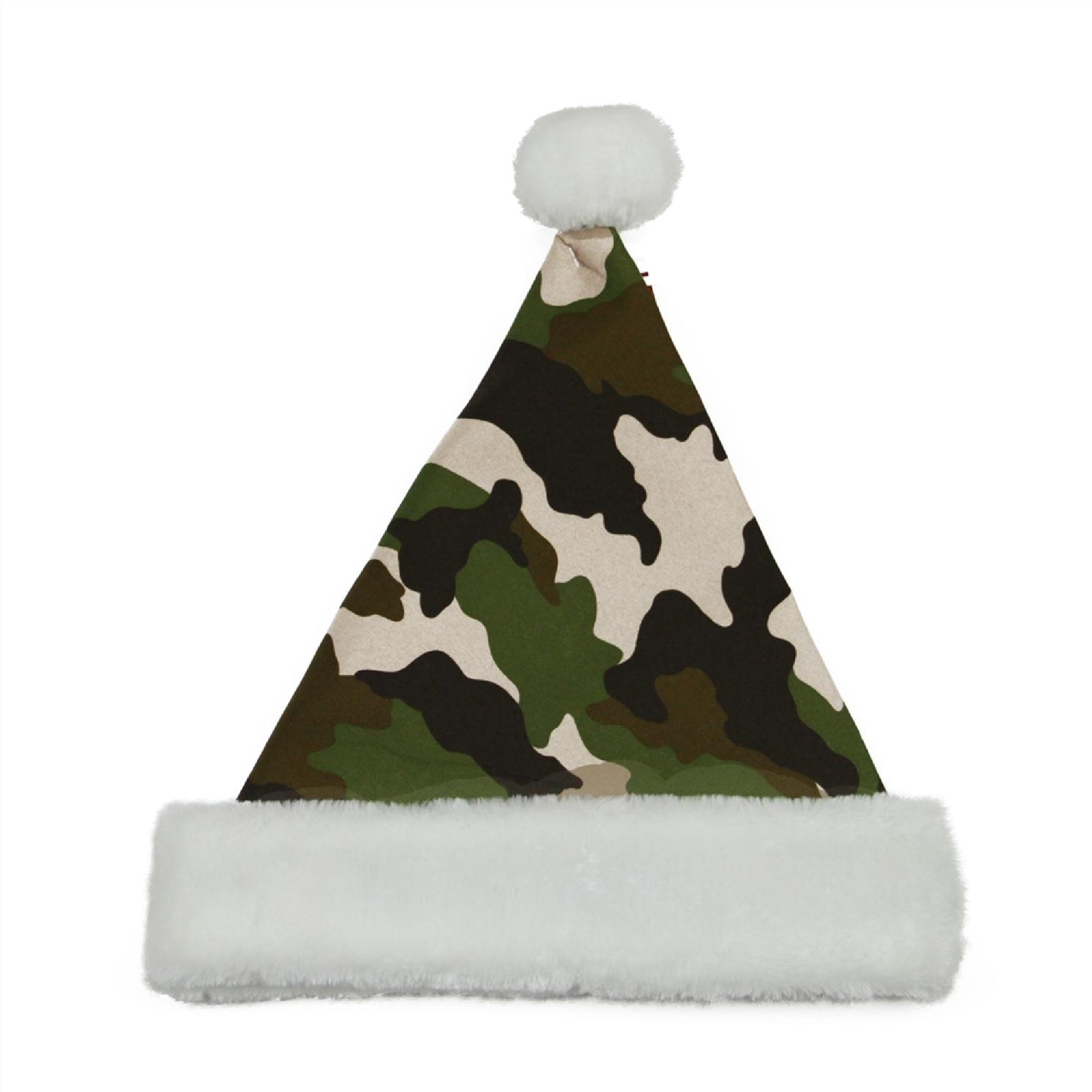 14" Green and White Camouflage Christmas Santa Claus Hat Accessory - Medium