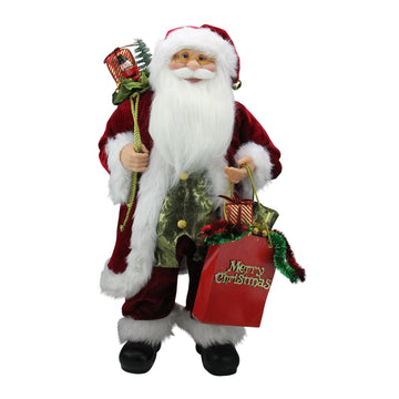 24" Standing Santa Claus Figure with "Merry Christmas" Gift Bag