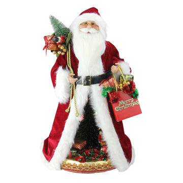 20" Battery Operated Musical Standing Santa Claus Figure with LED Lighted Christmas Scene
