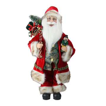 18" Chic Standing Santa Claus Christmas Figure with Gift Bag and Presents