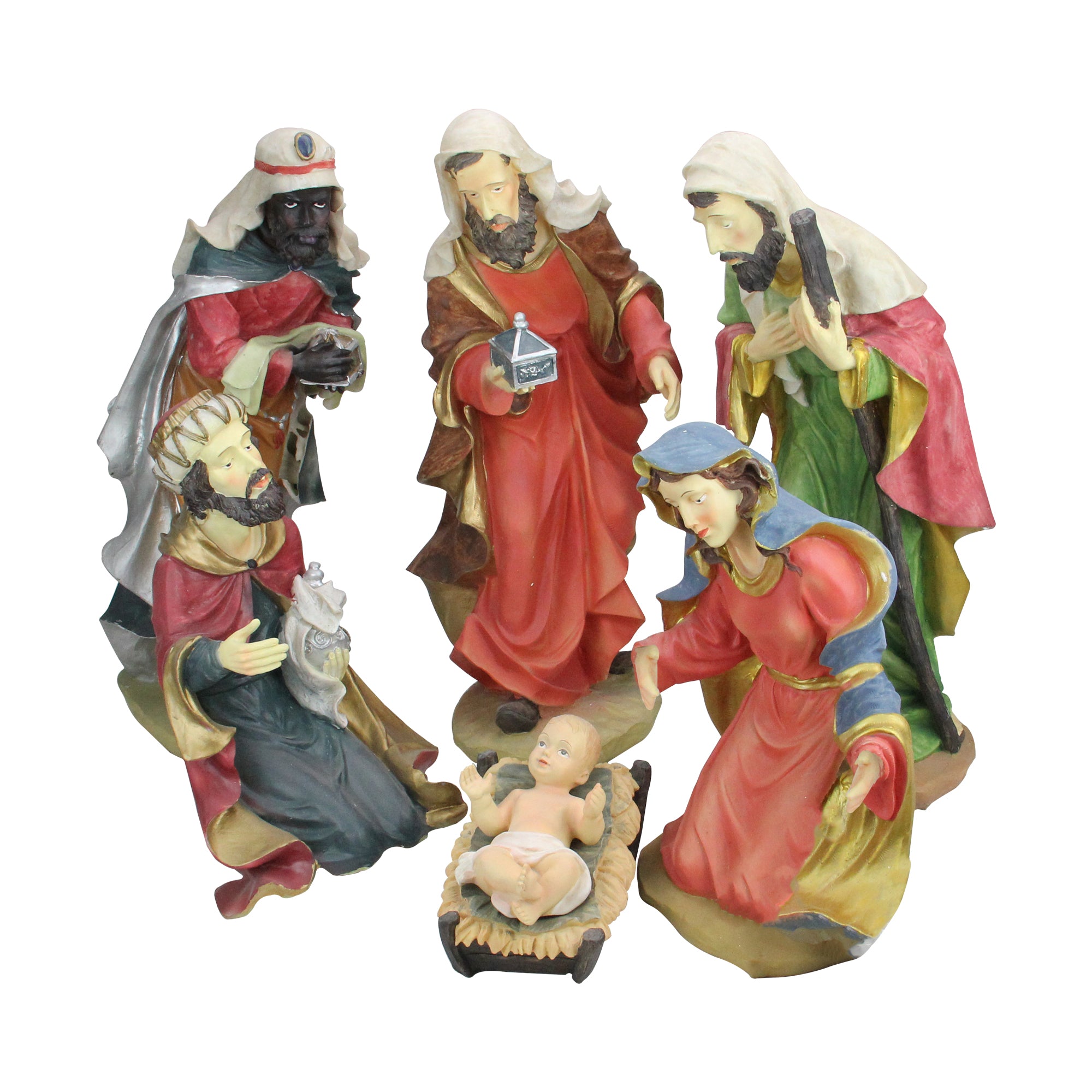 6-Piece Large Scale Holy Family and Three Kings Religious Christmas Nativity Statues 19"