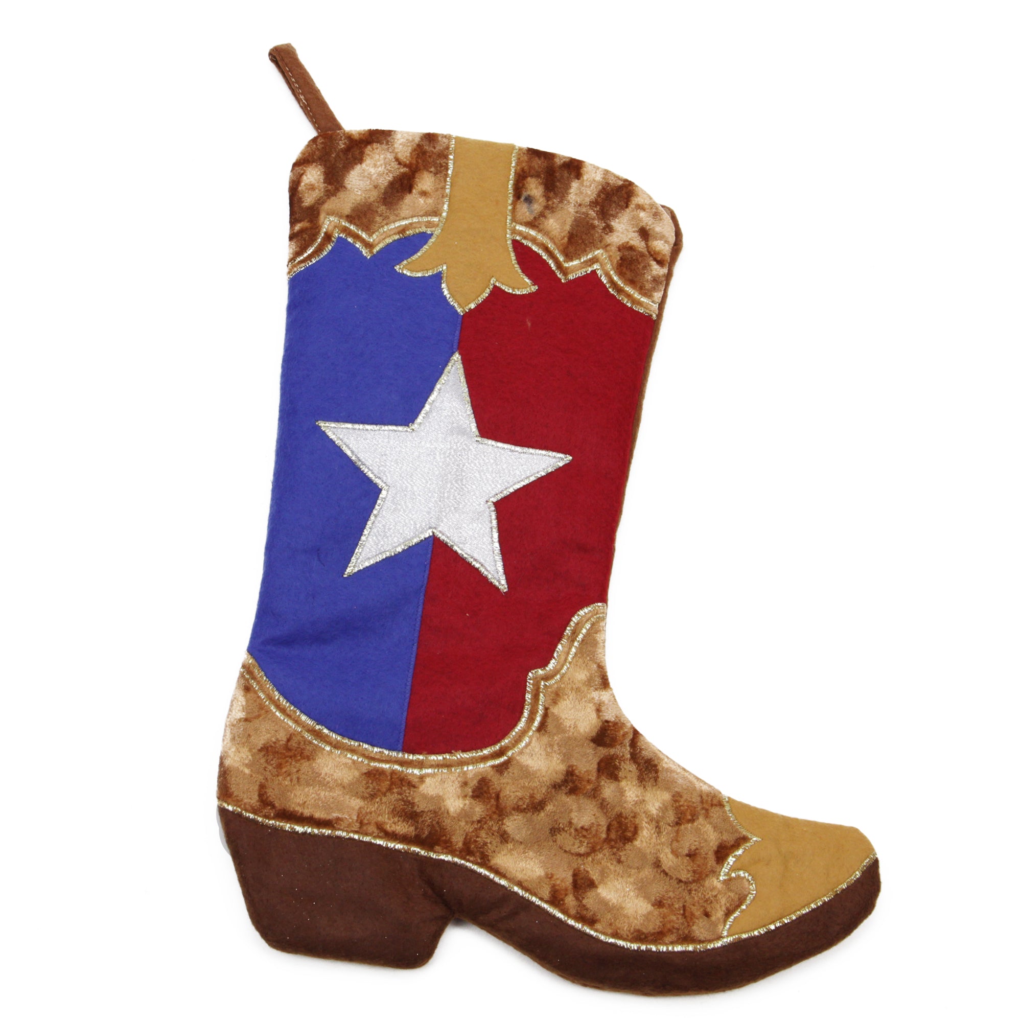 18.5" Shadow Velveteen Texas Flag Cowboy Boot Christmas Stocking