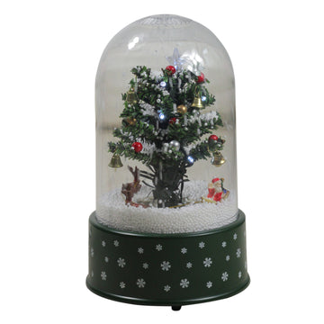 11.75" Pre-Lit Musical and Animated Christmas Tree Snow Globe Glitterdome