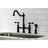 Tudor 8 Inch Center Kitchen Faucet With Brass Sprayer