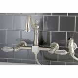 Wilshire Wall Mount Bridge Kitchen Faucet with Brass Sprayer