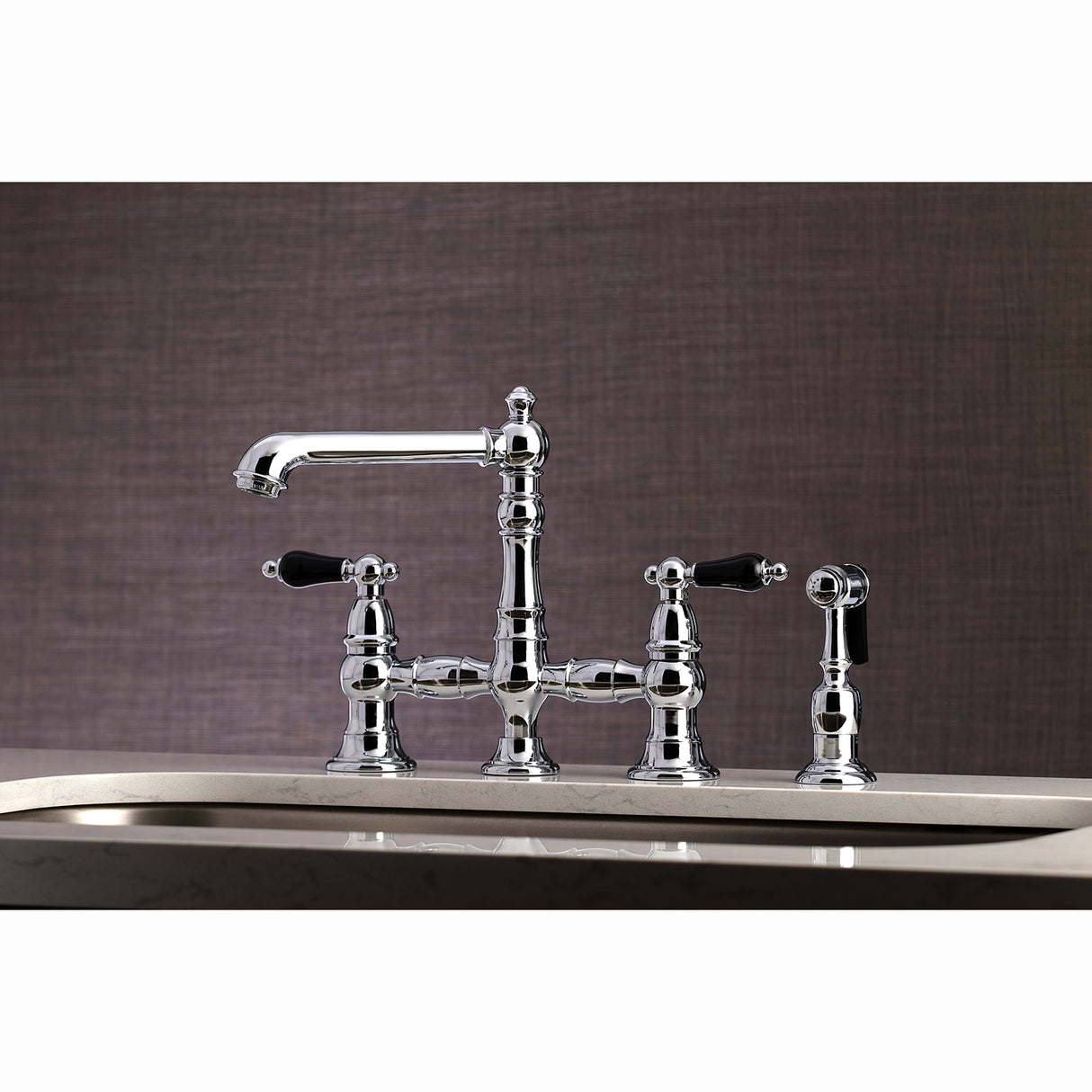 Duchess Bridge Kitchen Faucet with Brass Sprayer - BUILDMYPLACE