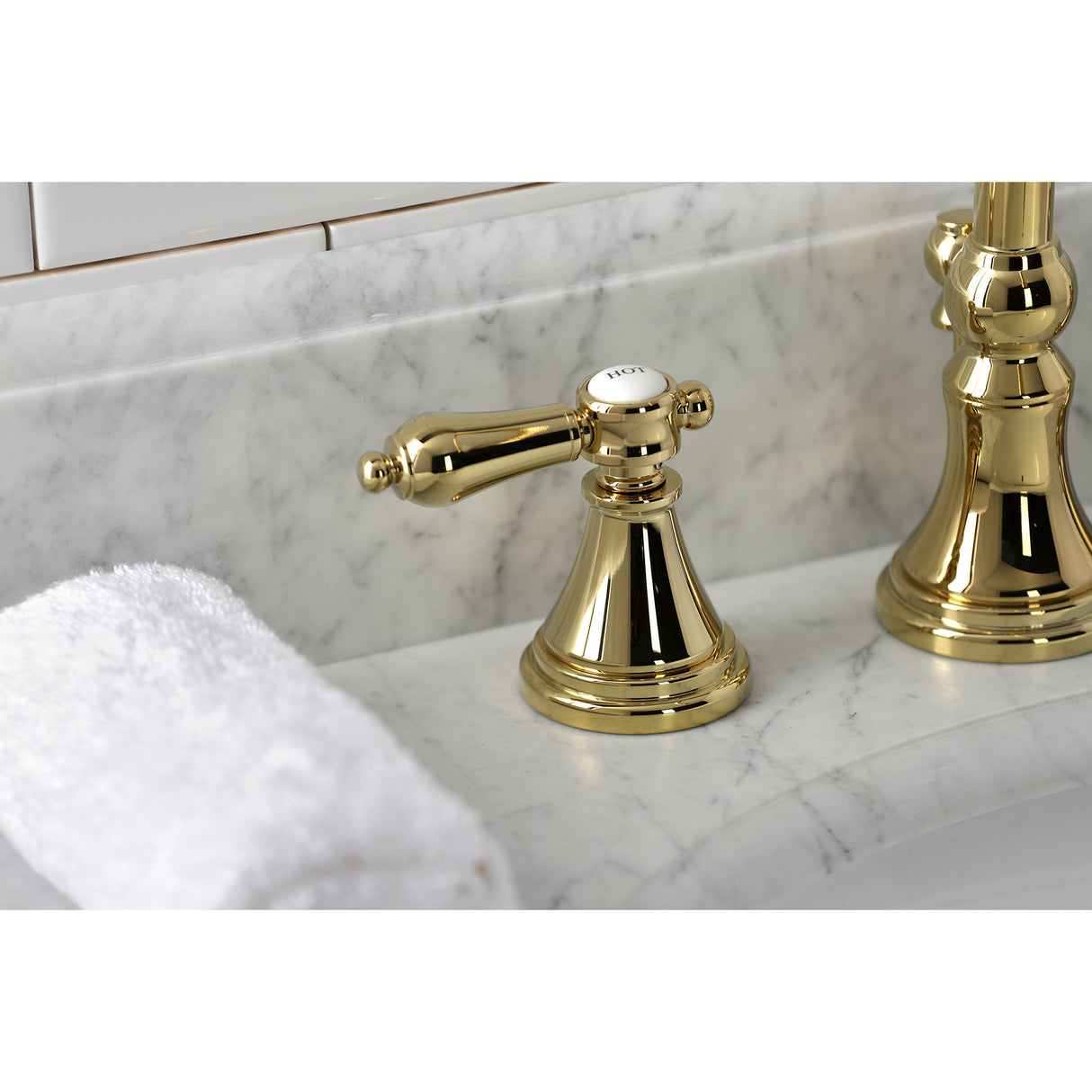 Heirloom Widespread Bathroom Faucet With Brass Pop Up