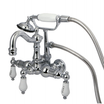 Vintage 3.4" Wall Mount Tub Faucet With Procelain Handle Style