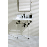 Templeton 30" x 22" Carrara Marble Bathroom Console Vanity with Acrylic Pedestal