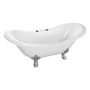 61-Inch Cast Iron Double Slipper Clawfoot Tub with 7-Inch Faucet Drillings