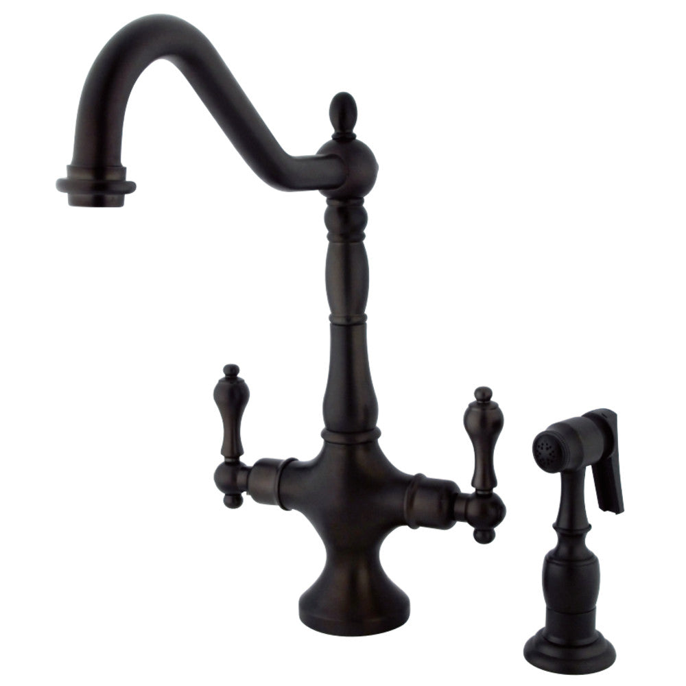 Heritage Two Handle Kitchen Faucet W/ Brass Sprayer