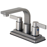 NuvoFusion 4 In. Centerset 2-Hole Double Handle Deck Mount Bathroom Sink Faucet With brass push pop-up