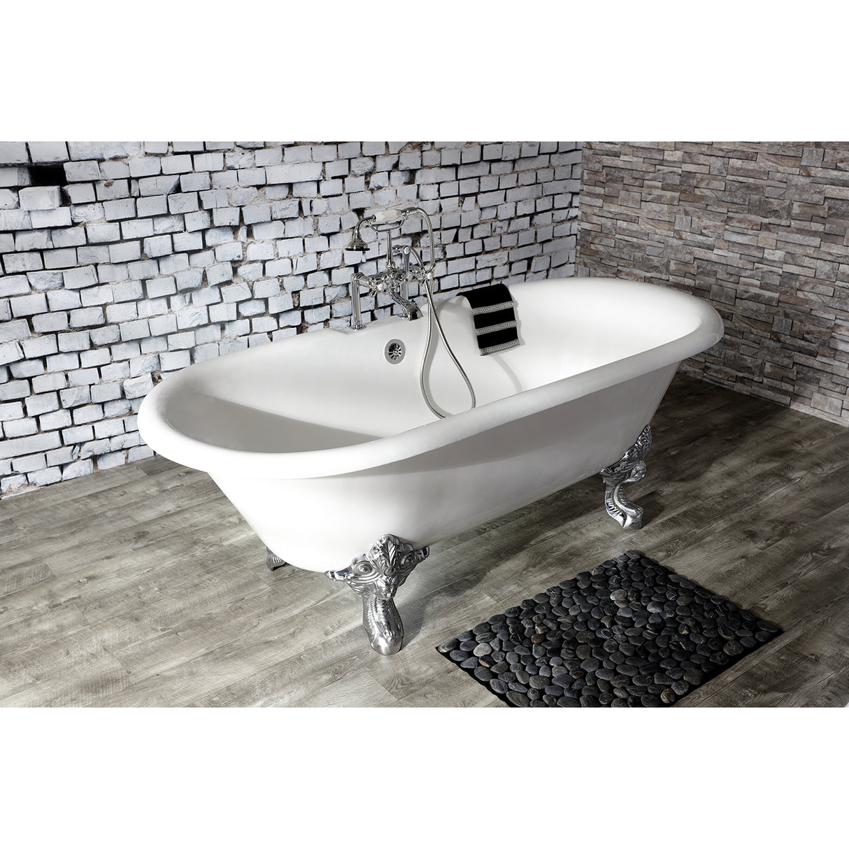 Cast Iron Double Ended Clawfoot Tub with 7 - Inch Faucet Drillings - BUILDMYPLACE