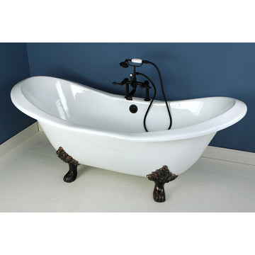 72-Inch Cast Iron Double Slipper Clawfoot Bathtub with 7-Inch Faucet Drillings